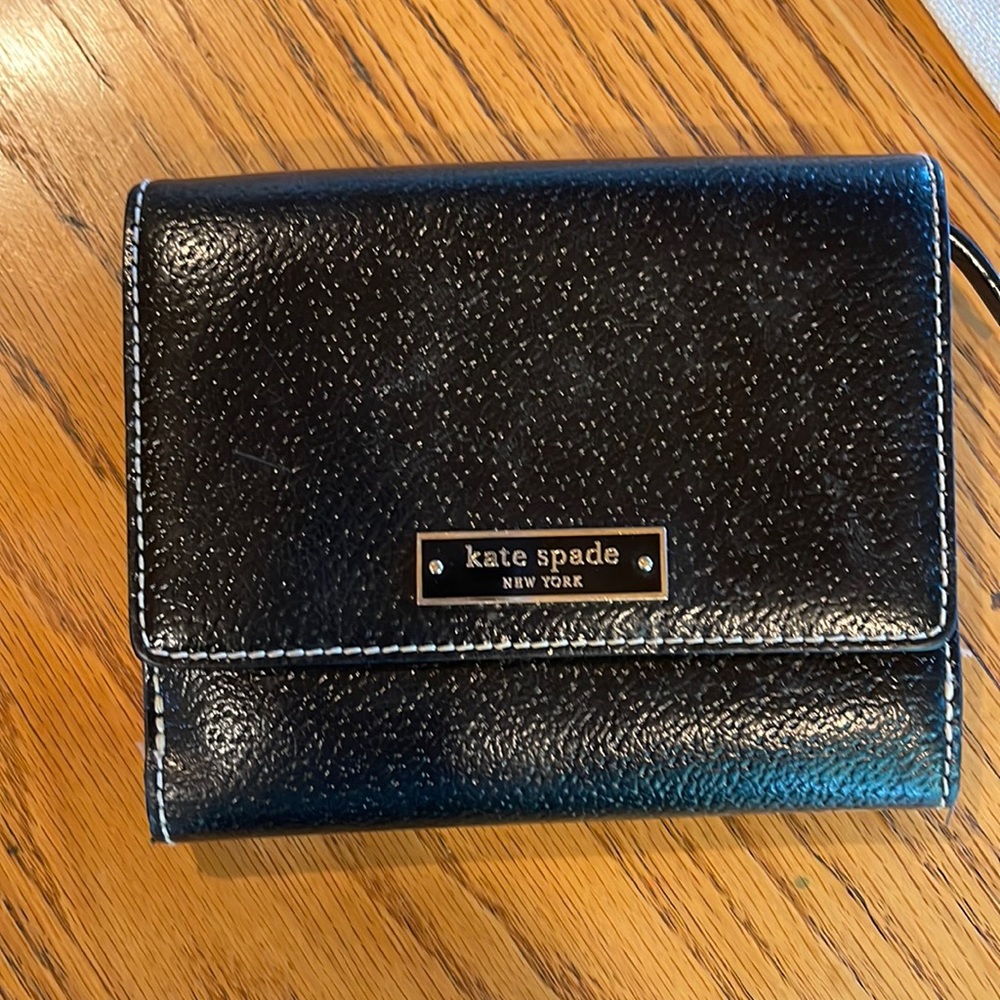 Kate Spade wallet. Black with green lining